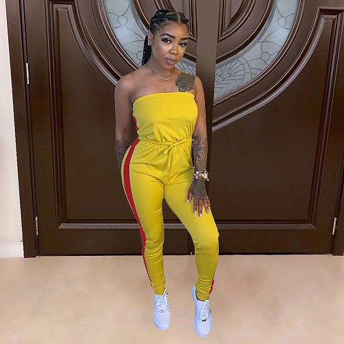 Women's Sleeveless Breast Wrap Collect Waist Jumpsuit LSL-6389