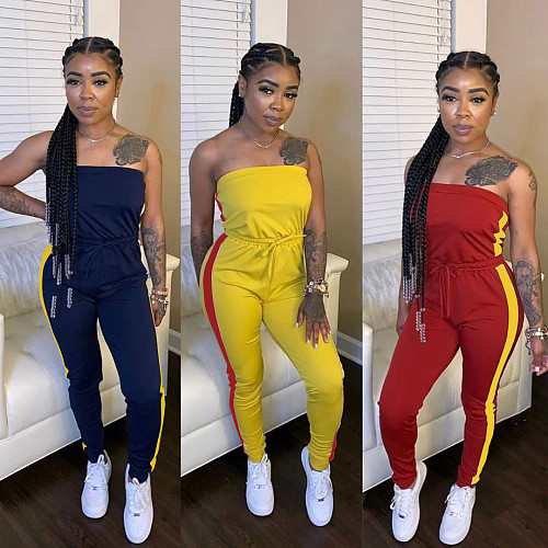 Women's Sleeveless Breast Wrap Collect Waist Jumpsuit LSL-6389
