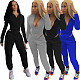 Women's Hooded Zip-up Jacket Overalls Two-piece Set NM-8318