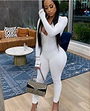 Threaded Long Sleeve Cuff Embroidery High Stretch Jumpsuit OSM-6115