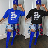 Street Letterpress Round Neck Long Sleeve Loose T-shirt BN-9255