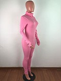 Threaded Long Sleeve Cuff Embroidery High Stretch Jumpsuit OSM-6115