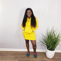 Stylish Solid-color Long-sleeved Hoodie Dresses SHD-9326