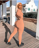 Threaded Long Sleeve Cuff Embroidery High Stretch Jumpsuit OSM-6115
