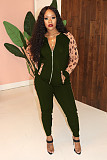 Leopard Print spliced Zipper Jacket Slim Pants 2 Pieces HMS-5276