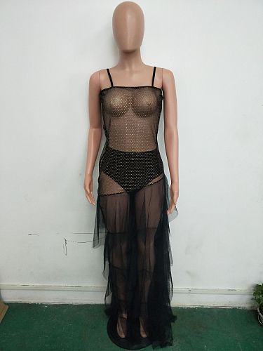 Transparent Sexy Sling Breast Wrap Dress With Underwear LSD-8324