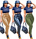 Zipper Stitching Tight Mid-waist PU Leather Pants HMS-5373