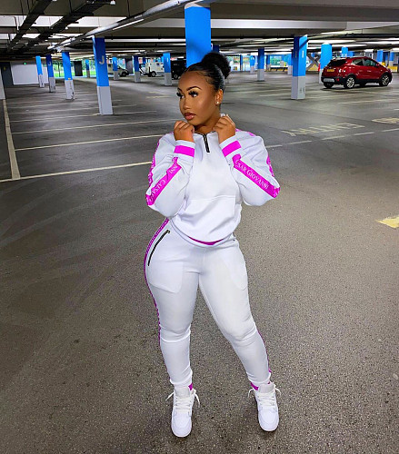 Urban Mosaic Letter Long Sleeve Top Leggings Two-piece Set NIYA-8012