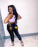 Women's Poker Q-print Mid-waist Versatile Leggings SD-2973