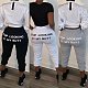 Solid Tracksuit Letter Printed Elastic Waist Ladies Sweatpants AIL-130