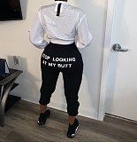 Solid Tracksuit Letter Printed Elastic Waist Ladies Sweatpants AIL-130