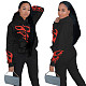 Casual Pattern Printed Long Sleeve Loose Fitting Hoodie QZX-6168