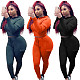Fashion Solid Hooded Zipper Top+Pants Sportwear Tracksuit NIYA-8018