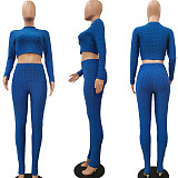Fashion Fish-scale Long Sleeves Crop Top Sweatpants Outfits NIYA-8011