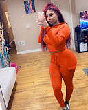 Fashion Solid Hooded Zipper Top+Pants Sportwear Tracksuit NIYA-8018