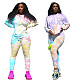 Women's Tie-dyed Long Sleeves T-shirts Sweatpants Suit AIL-126