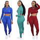 Fashion Fish-scale Long Sleeves Crop Top Sweatpants Outfits NIYA-8011