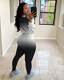 Gradient Long Sleeves Ribbed Crop Top Pant 2 Pcs Club Outfits NIYA-8015