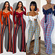 Sexy Slim Long Sleeve Crop Top+Plaid Strap Trousers Set FSX-188