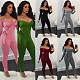 Off Shoulder V-neck Long Sleeve Sexy Side Bodycon Bandage Jumpsuit FSX-06