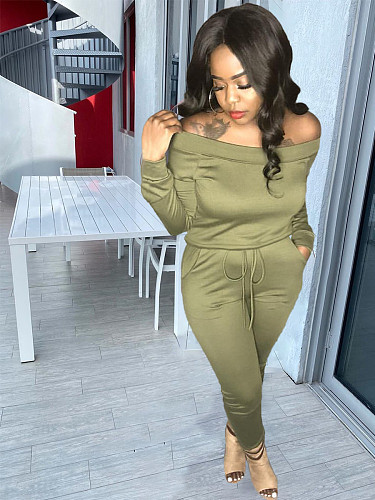 Off Shoulder Tops And Pants Suit Autumn Leisure Outfits YFS-3583
