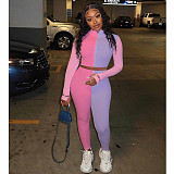 Pit Article Fabrics Long Sleeve Crop Top Slim Two Pieces Pants Set OSM-6114