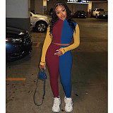 Pit Article Fabrics Long Sleeve Crop Top Slim Two Pieces Pants Set OSM-6114
