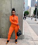 Zipper Half High Collar Pleated Bodycon Jumpsuit WSM-5200
