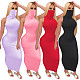 Women's Solid Sleeveless High Collar Patchwork Mask Dress TE-4032
