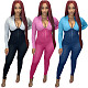 Women's Threaded Zipper High Collar Sport Jumpsuit XY-9059