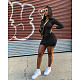 Solid Long Sleeve High-necked Zippered Ruffled Dress DD-8056