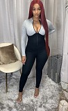 Women's Threaded Zipper High Collar Sport Jumpsuit XY-9059