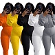 Autumn Solid-color Long Sleeve Skinny Ribbed Jumpsuit SHA-6183