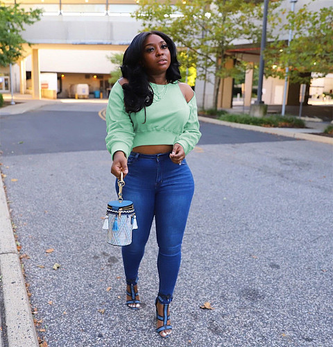 Sexy Long Sleeve Hollow Out Cingulate Cropped Sweatshirt YUM-9048