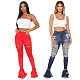 Hole Hollow Out Ruffles Hem Denim Trousers LX-5002