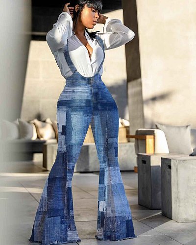 Sweet Jumpsuit Denim Plus Size Overalls Pants RS-858