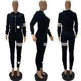 Women's Zipper Hoodies Tops Jogger Pants Matching Set LUO-3118