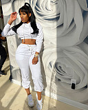 Women Sexy Hoodie Short Tops Long Pants Loose 2 Piece Set HMS-5390