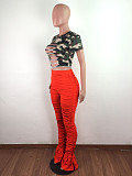 LFlare Bell Bottom Ruched Trousers Draped Jogger Pants Sweatpants X-6877