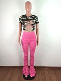 LFlare Bell Bottom Ruched Trousers Draped Jogger Pants Sweatpants X-6877