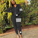 Women's Zipper Hoodies Tops Jogger Pants Matching Set LUO-3118