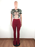 LFlare Bell Bottom Ruched Trousers Draped Jogger Pants Sweatpants X-6877