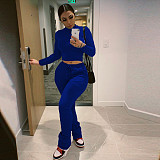 Women Long Sleeve Crop Top Stacked Leggings 2 Piece Set DAI-8286
