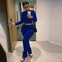 Women Long Sleeve Crop Top Stacked Leggings 2 Piece Set DAI-8286