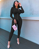 Band Rib Stitching Long Sleeve One Piece Sexy Outfits Jumpsuit NIK-183