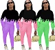 Hot Style Color Pattern Long Sleeve Top Leggings Two Piece Set QZX-6172