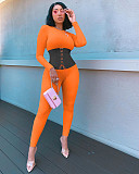 Band Rib Stitching Long Sleeve One Piece Sexy Outfits Jumpsuit NIK-183