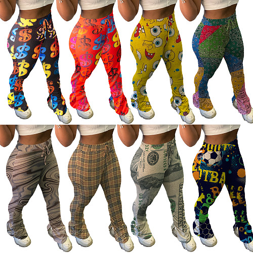 Printed Woman Booty Push Up Fitness Skinny Pants ML-7385