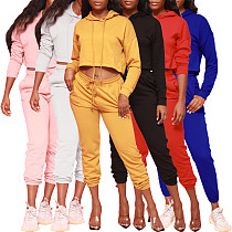 Hoodie Short Tops Long Pants Sexy Gym Female Tracksuits AIL-131