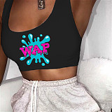 Cute Cartoon Print Sleeveless Women Sports Tank Tops SHD-9333